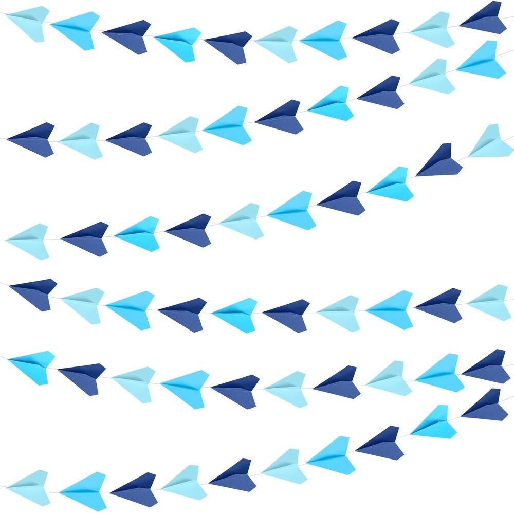 Janlaugh 6 Pcs Airplane Garland Travel Theme Blue Hanging Party Decoration